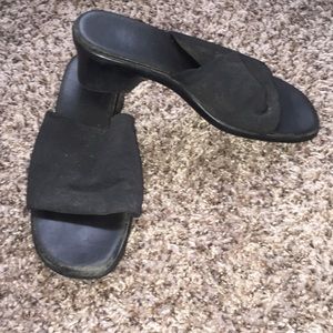 Fan Fares Black Slip On Heeled Sandals
